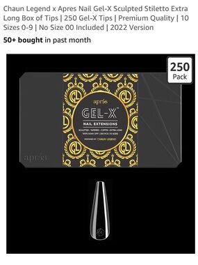 Chaun Legend x Apres Nail Gel-X Sculpted Stiletto Extra Long Box of Tips | 250